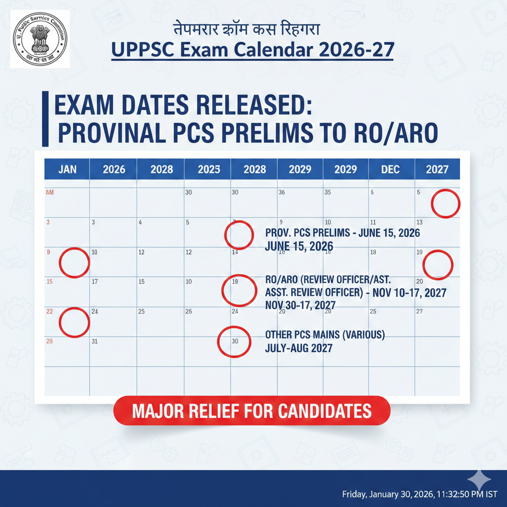 UPPSC Exam calendar 2026